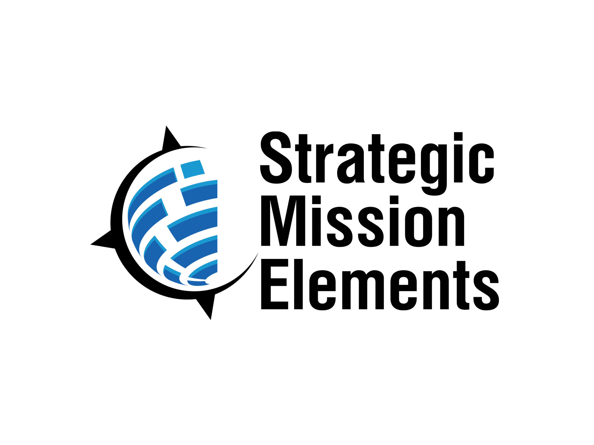 Strategic Mission Element's stacked version of their logo, in color.