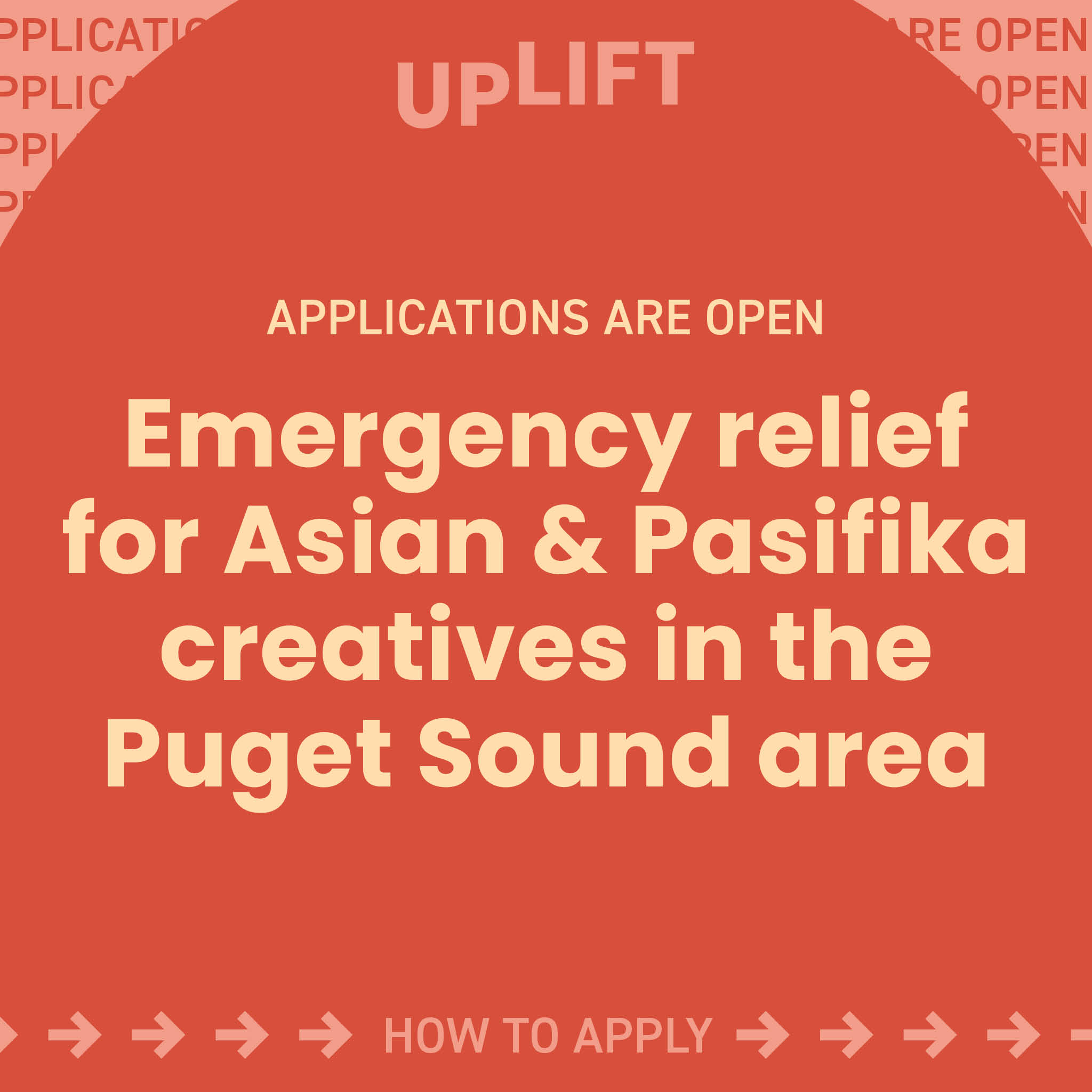 An Instagram post with the words 'Emergency relief for Asian and Pasifika creatives in the Puget Sound area.'