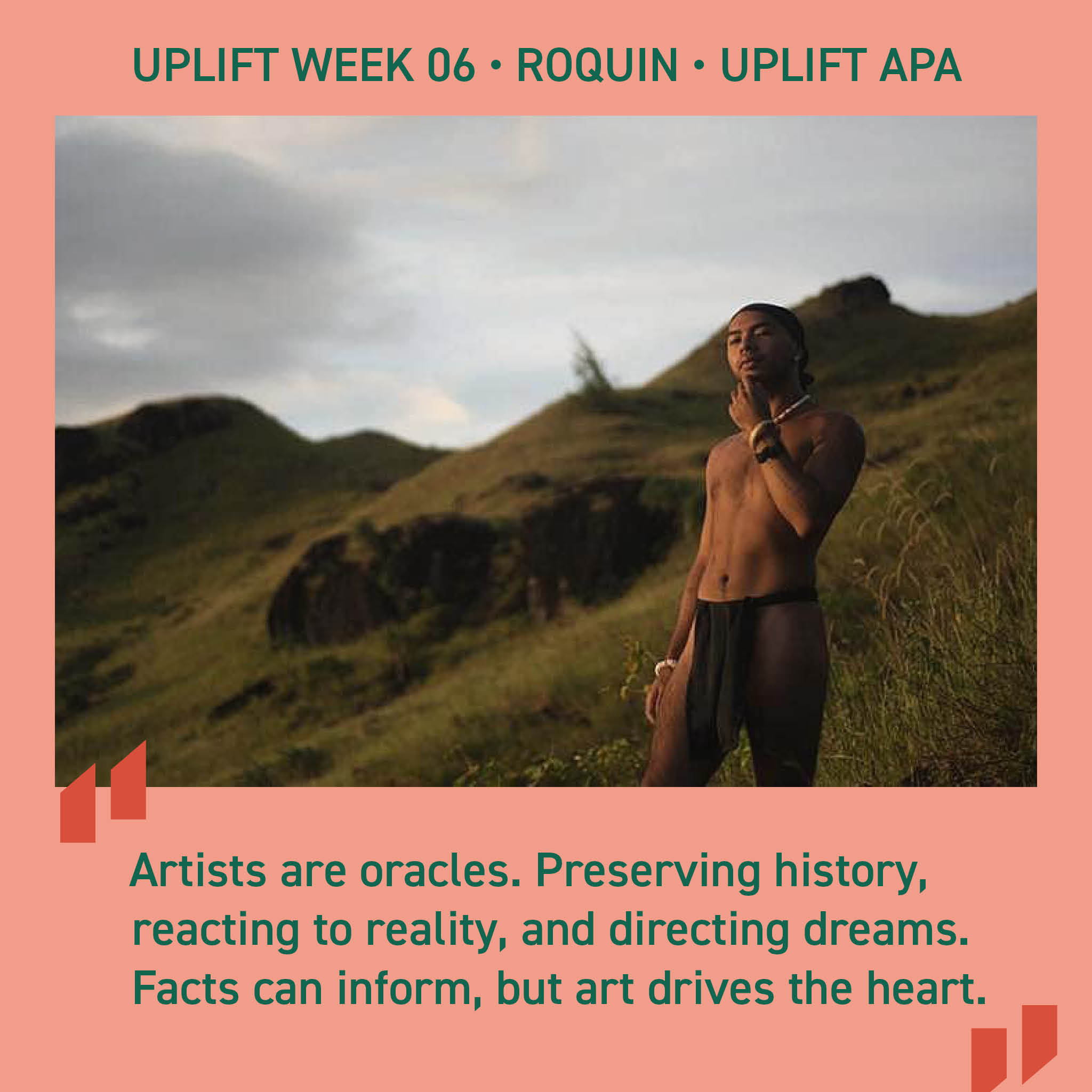 Example of an Instagram post on the UPLIFT page featuring a quote by an APA artist.